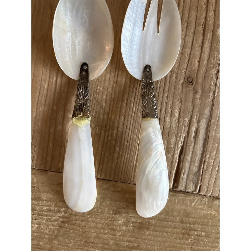 Set Of Mother of Pearl Servers Spoon and Fork